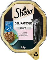 Sheba Cibo umido per gatti, Prelibatezze in gelatina di salmone, 2 x 11 x 85 g