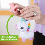 Bright Starts SootheMate Ciuccio in Peluche, Unicorno - Ciuccio staccabile a forma di ciuccio per neonati e bambini più grandi