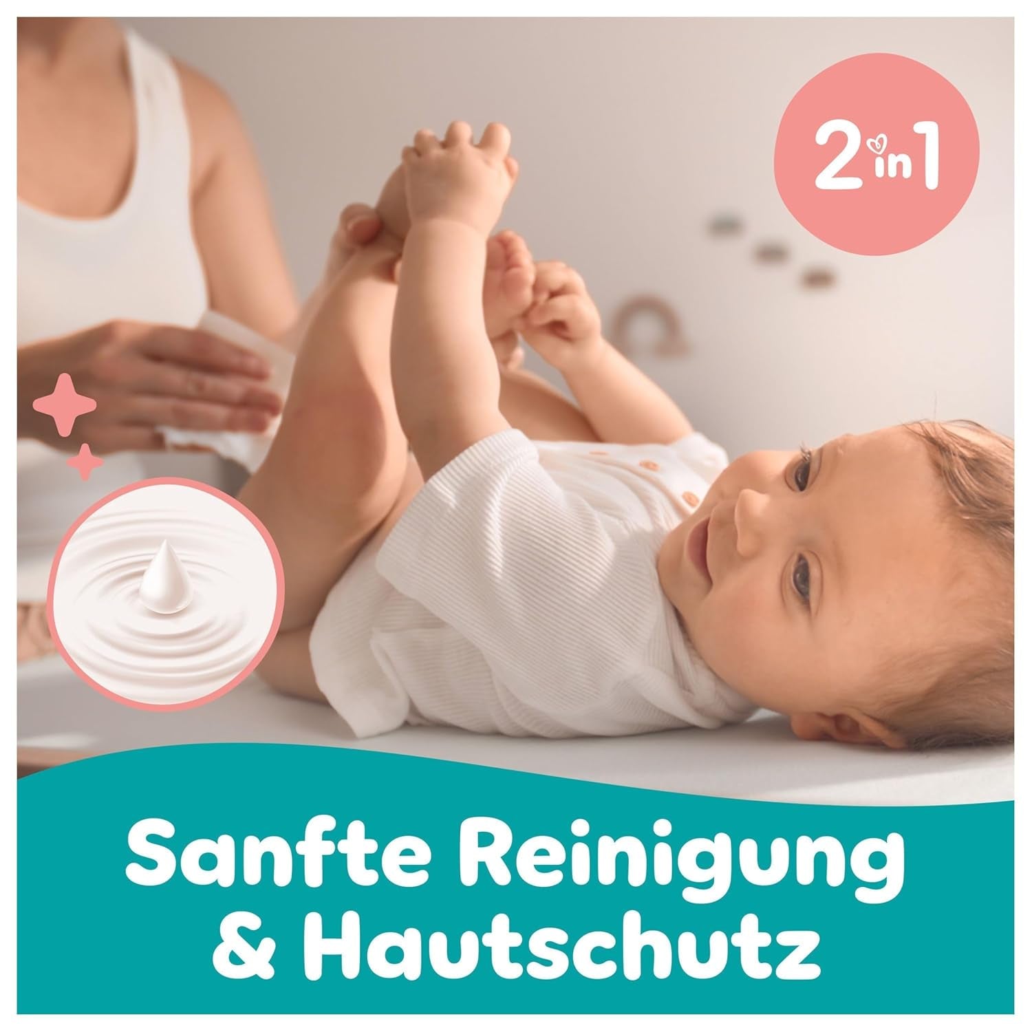 Salviettine umidificate Pampers Sensitive, 6 confezioni da 80 salviette = 480 salviette, senza profumo, per una pulizia delicata e delicata