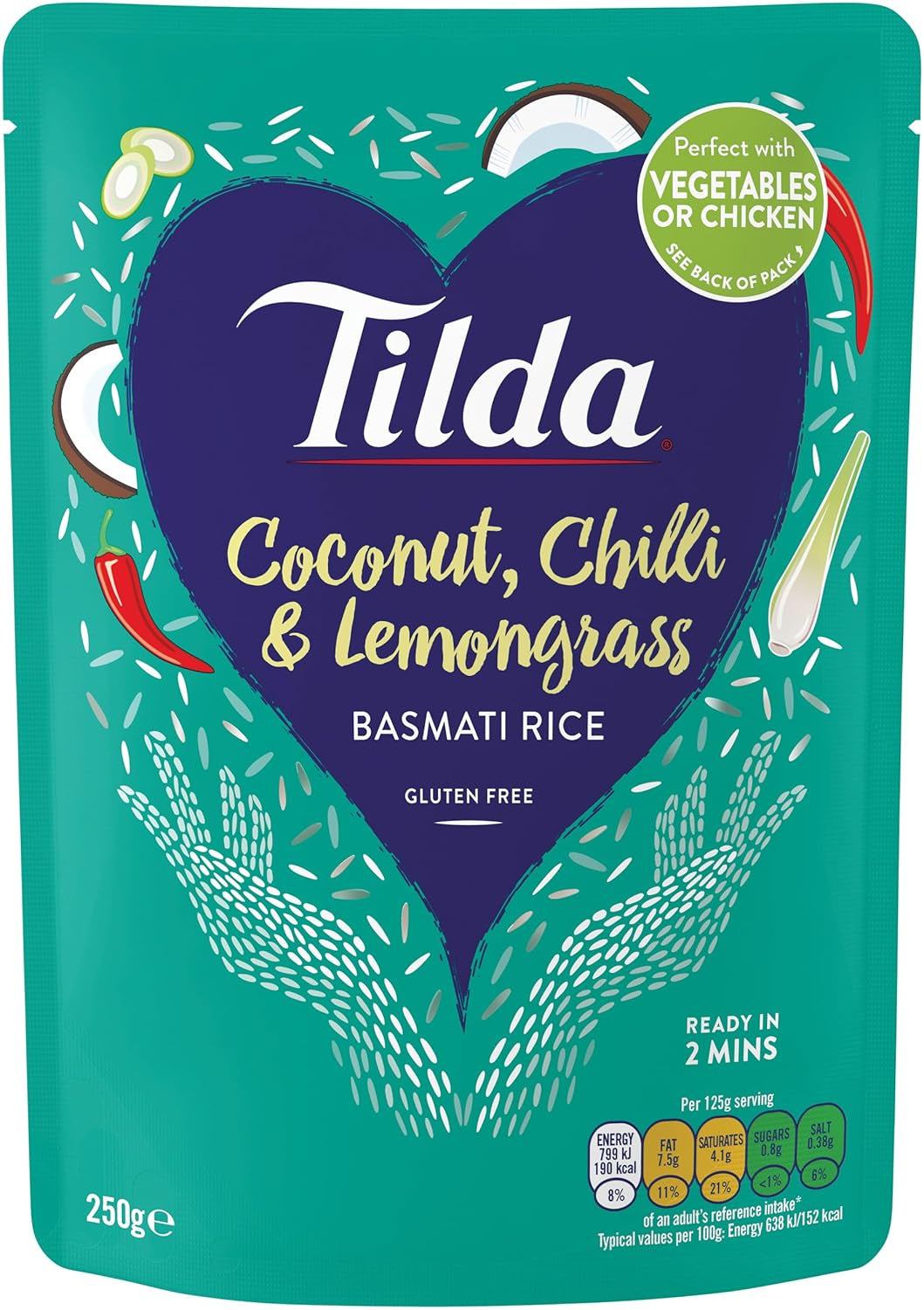 Tilda Riso Basmati Al Vapore Con Cocco, Peperoncino E Citronella - Confezione Da 6 (6 X 250 G)