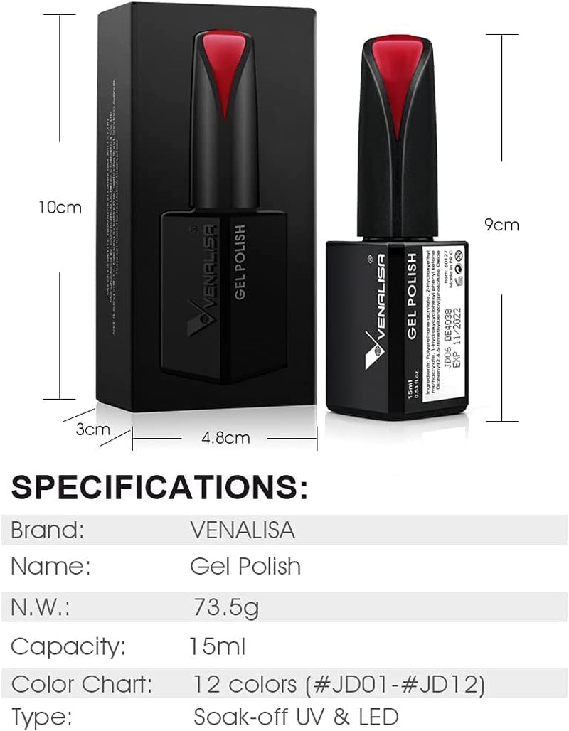 VENALISA Smalto per unghie UV arancione corallo 15ml Smalto per unghie gel per lampada UV per unghie Modelli di smalto gel arancione corallo trasparente per design delle unghie fai da te