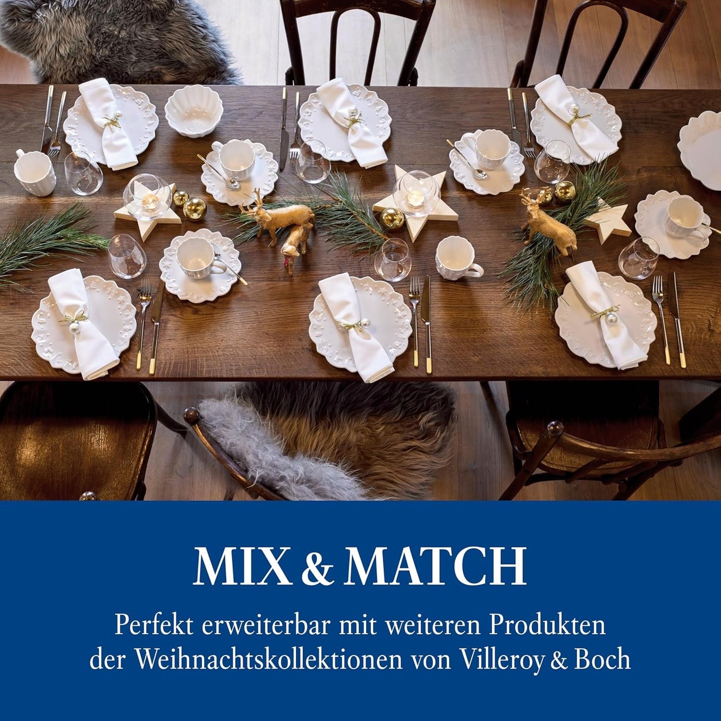 Villeroy & Boch Toy's Delight Royal Classic Servizio Piatti 8 Pezzi, Lavabile in Lavastoviglie e Utilizzabile nel Microonde, Bianco, Piatti, Servizio Piatti per 4 Persone, Stoviglie di Natale, Giocattoli, Porcellana Premium