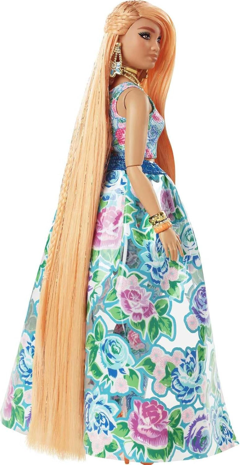 Barbie Extra Fancy, Capelli Lunghi Curvy Biondo Fragola, Completo A Due Pezzi, Gatto Blu, Borsa Rosa, Occhiali Da Sole Ananas Con Bambola, Adatto Come Regalo, Bambole Hhn14 Naty Shop