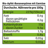 FRECHE FREUNDE busta di frutta spremibile biologica con mele, banane, spinaci e cetrioli, purea di frutta e verdura in busta spremibile per bambini a partire da 6 mesi, vegana, confezione da 6 (6 x 100 g)