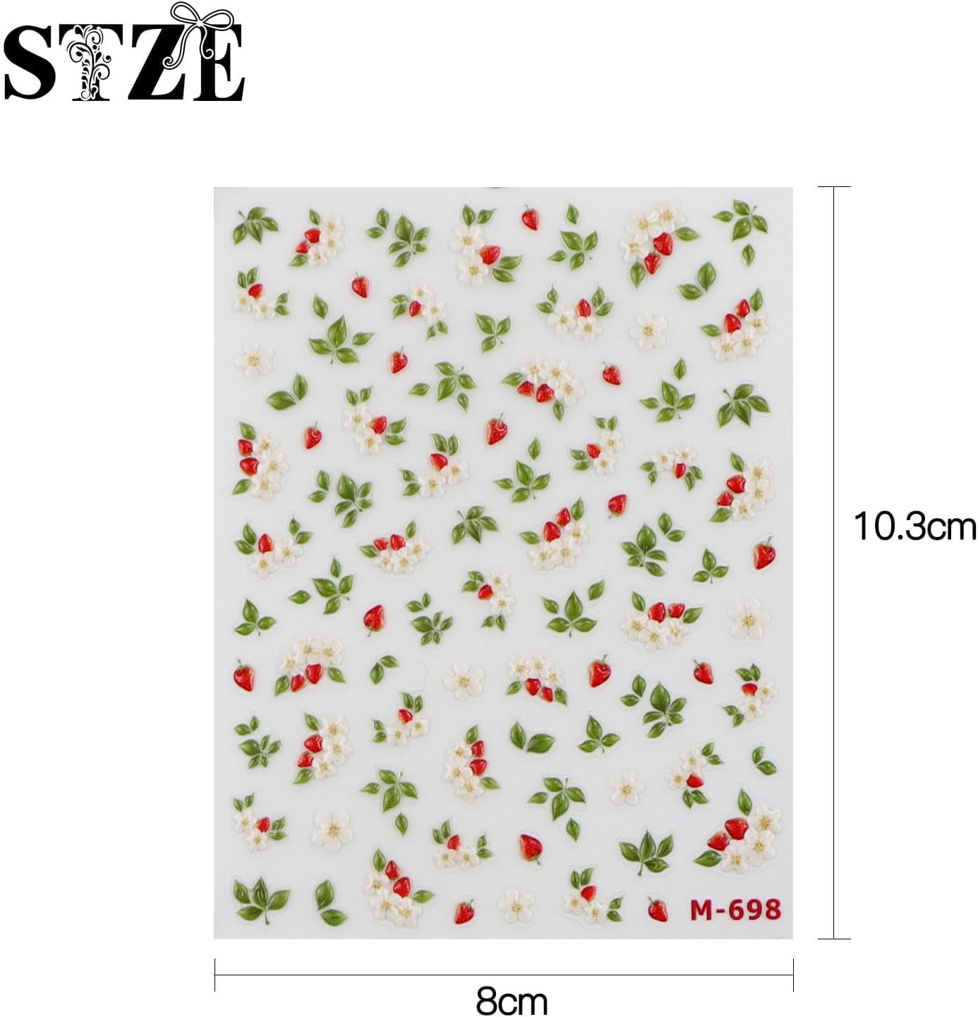 JMEOWIO 3D Nagelsticker Blume Nerdbeerenail Art Sticker Self-klebend Nagelaufkleber 5D Stereoscopico Decorazione Nageldesign Zubehör 1 Blatt