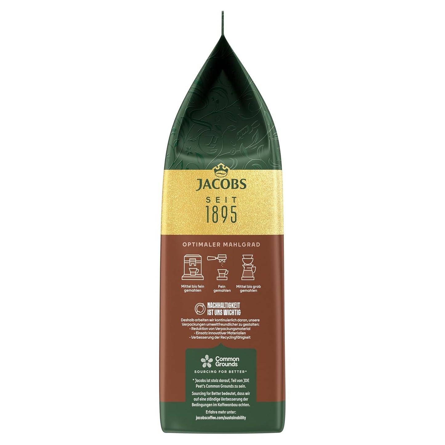 Jacobs Kaffeebohnen Café Crema Intense, intensivo con Kakao- & Nussnote, geröstet a Brema, Intensität 7/10, Kaffee ganze Bohnen, 1 kg