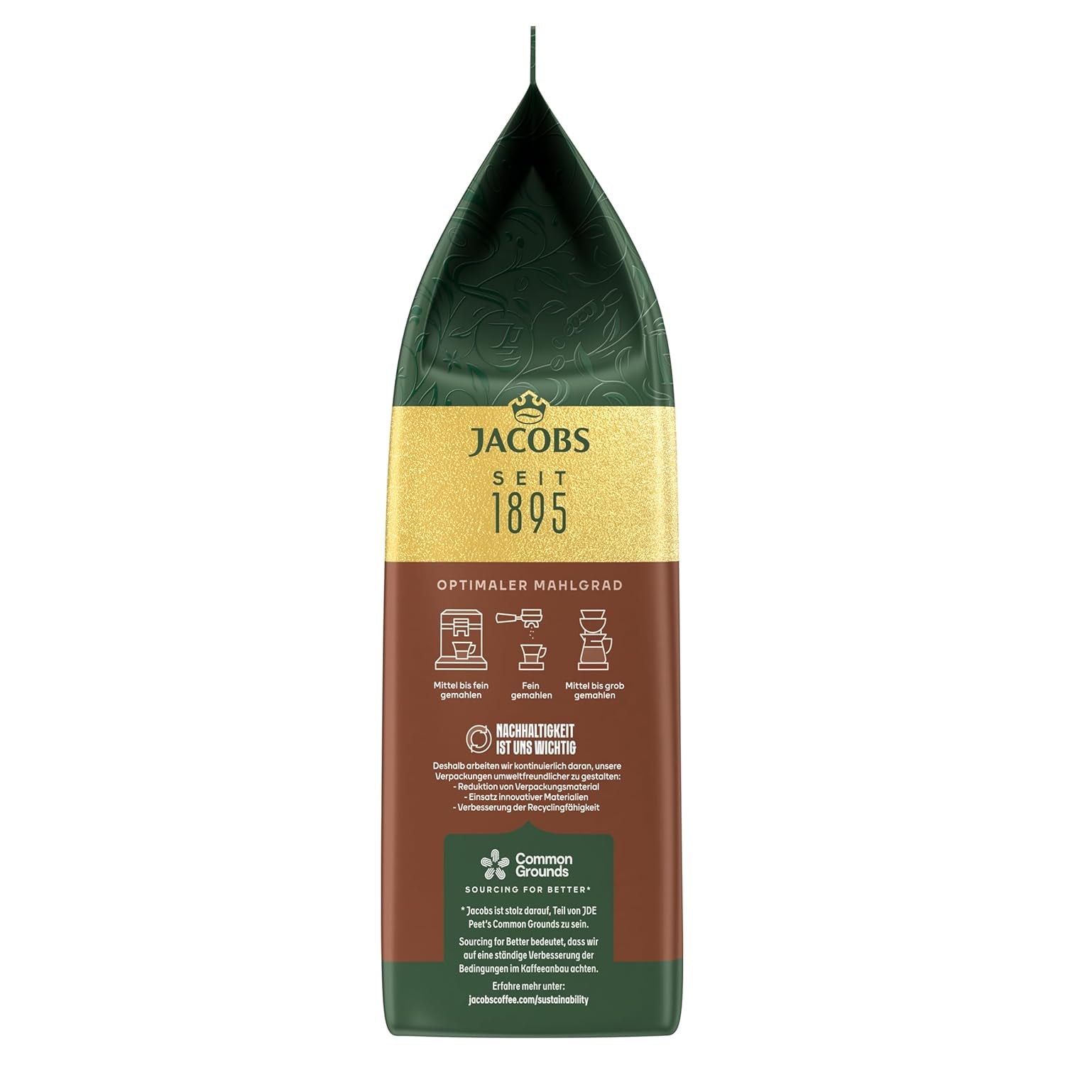 Jacobs Kaffeebohnen Café Crema Intense, intensivo con Kakao- & Nussnote, geröstet a Brema, Intensität 7/10, Kaffee ganze Bohnen, 1 kg