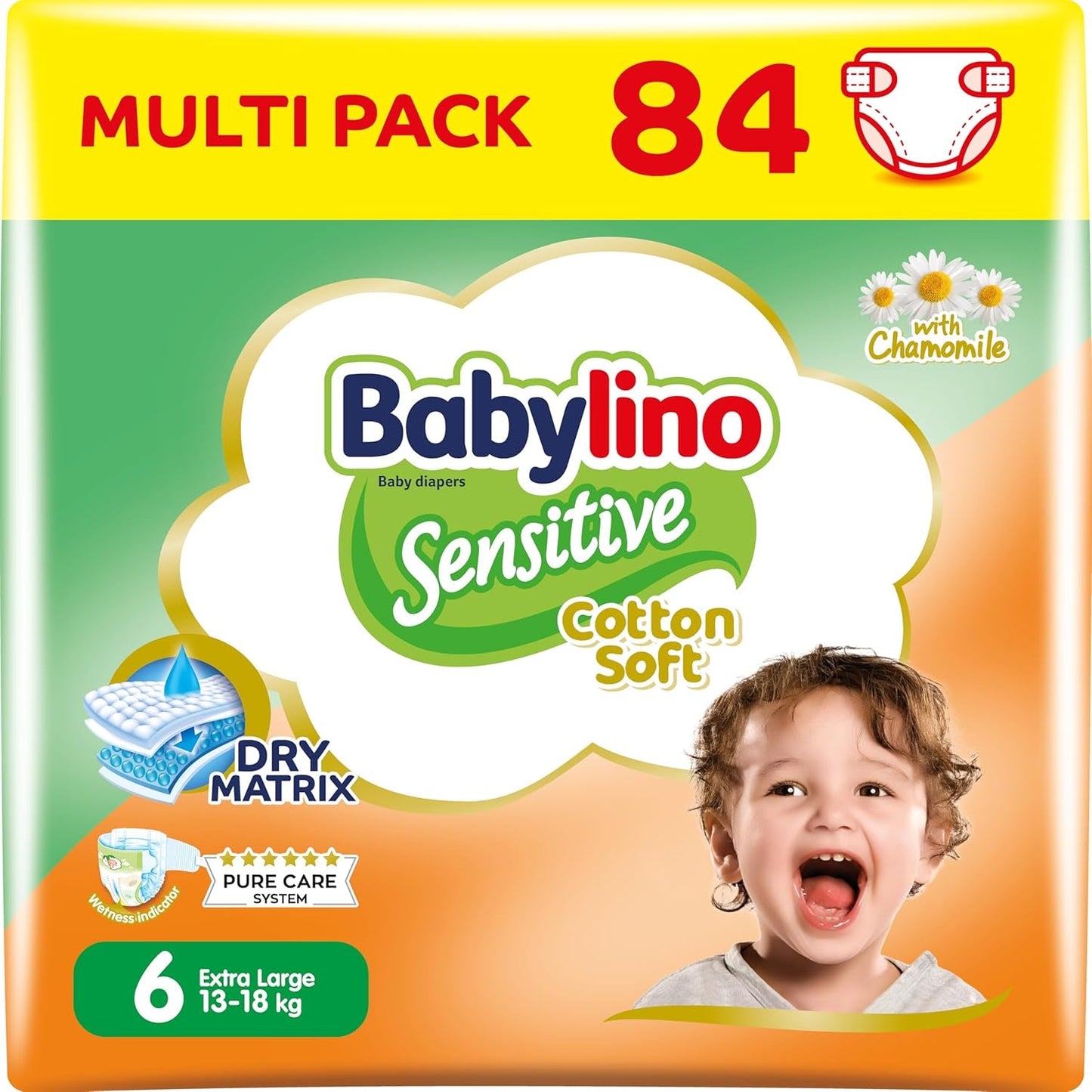 Pannolini per bambini sensibili, taglia 6, extra large (13-18 kg), 114 pannolini