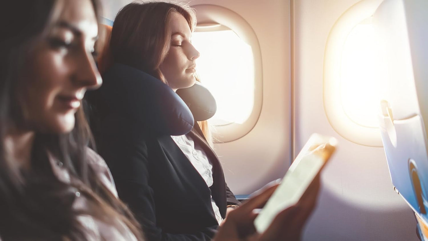 Lemos Home Cuscino per il collo con imbottitura in microfibra, cuscino di supporto per il collo, comodo cuscino da viaggio per aereo, auto, ufficio, ideale per campeggio, vacanze e gadget da viaggio (verde menta)