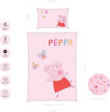 Set biancheria da letto per bambini Peppa Pig, 100 x 135 cm e 40 x 60 cm, cotone Biancheria da letto - bambini Naty Shop
