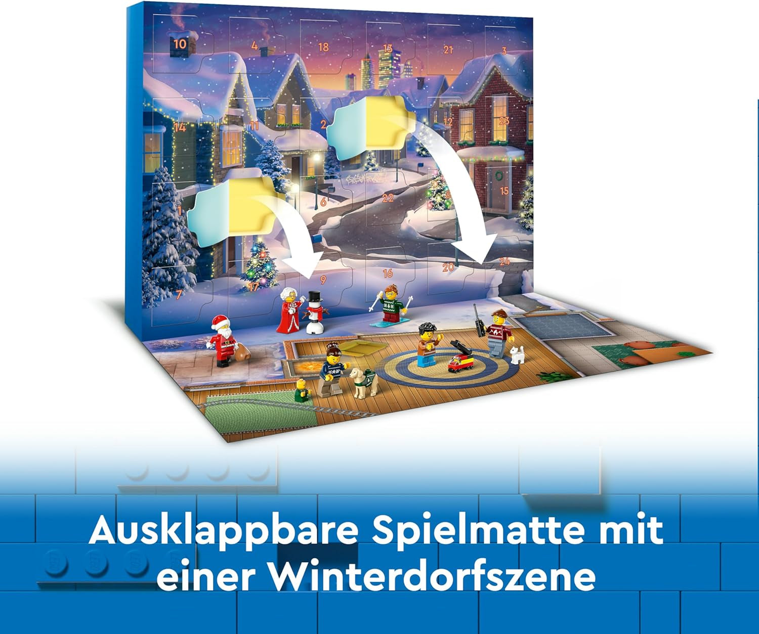 Calendario dell'Avvento LEGO City 2024, regalo dell'Avvento per bambini dai 5 anni, 24 sorprese, minifigure in tuta natalizia, Babbo Natale e la signora Babbo Natale, regalo di Natale 60436 Set da costruzione Besuche den LEGO-Store