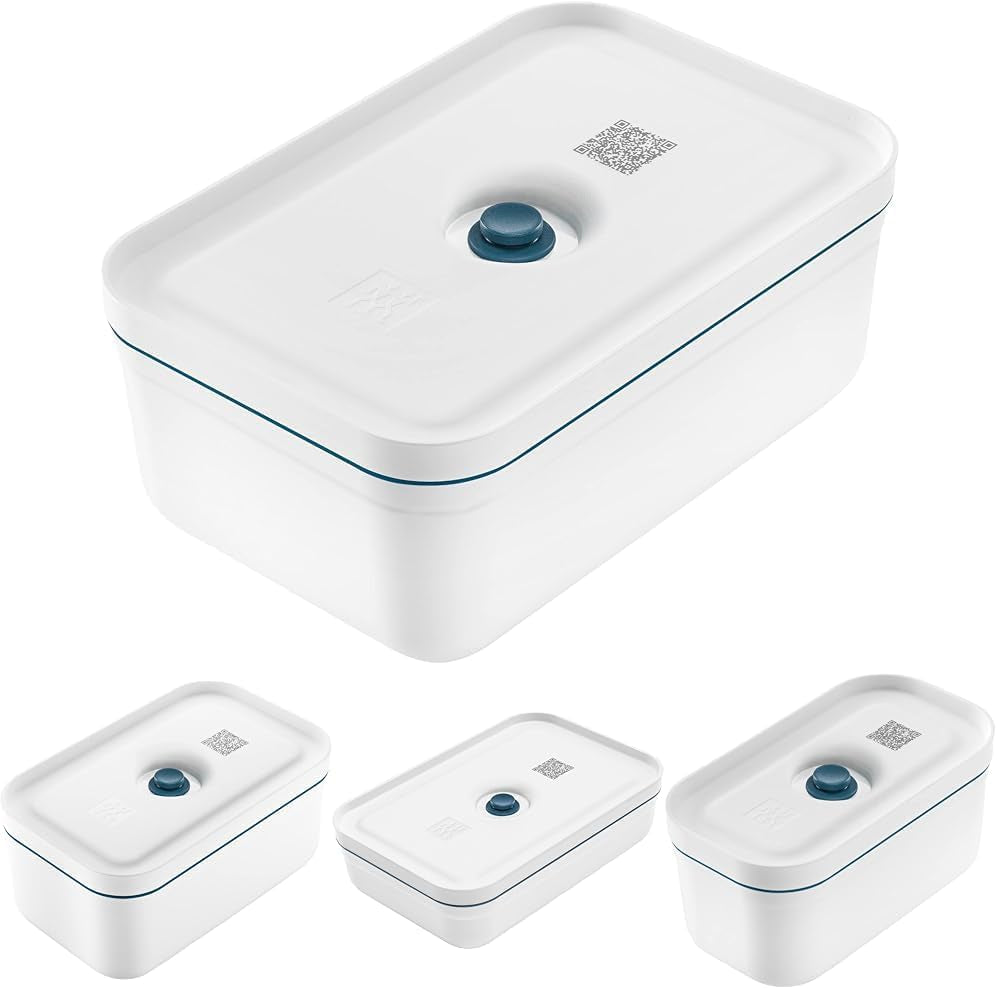 Zwilling Fresh & Save set da 4 contenitori per il pranzo sottovuoto (portapranzo misura S, M, L e L piatto), Mantiene il cibo fresco più a lungo, Materiale: Plastica, Colore: Bianco-La Mer Contenitori per alimenti Naty Shop Titolo predefinito