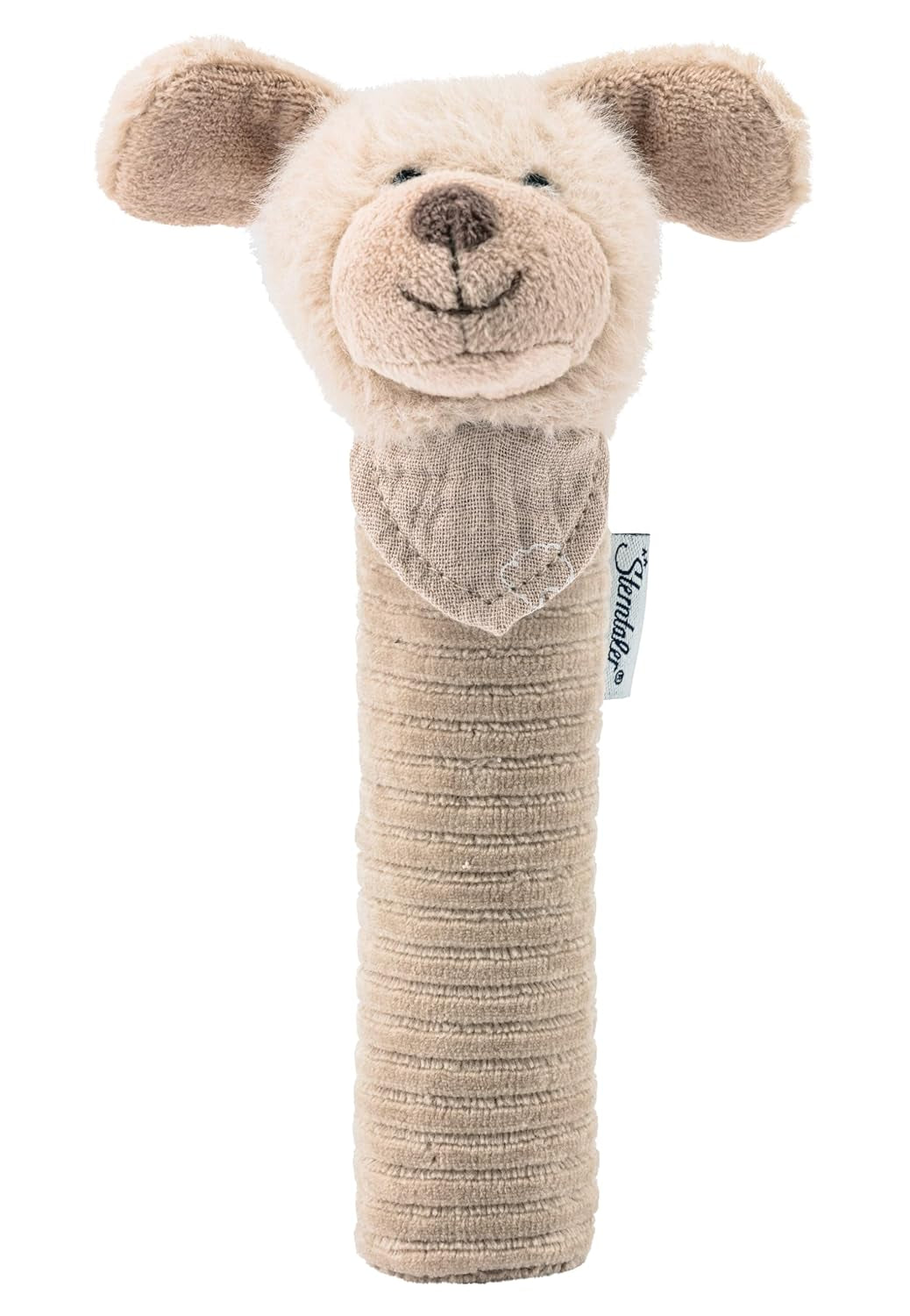 Sterntaler Baby squeaker Cane portafortuna - Giocattolo per neonati in materiale morbido e soffice con corda - Giocattolo da catturare per bambini - Primi tentativi di cattura e gioco, grigio-beige Bebe Toys Naty Shop
