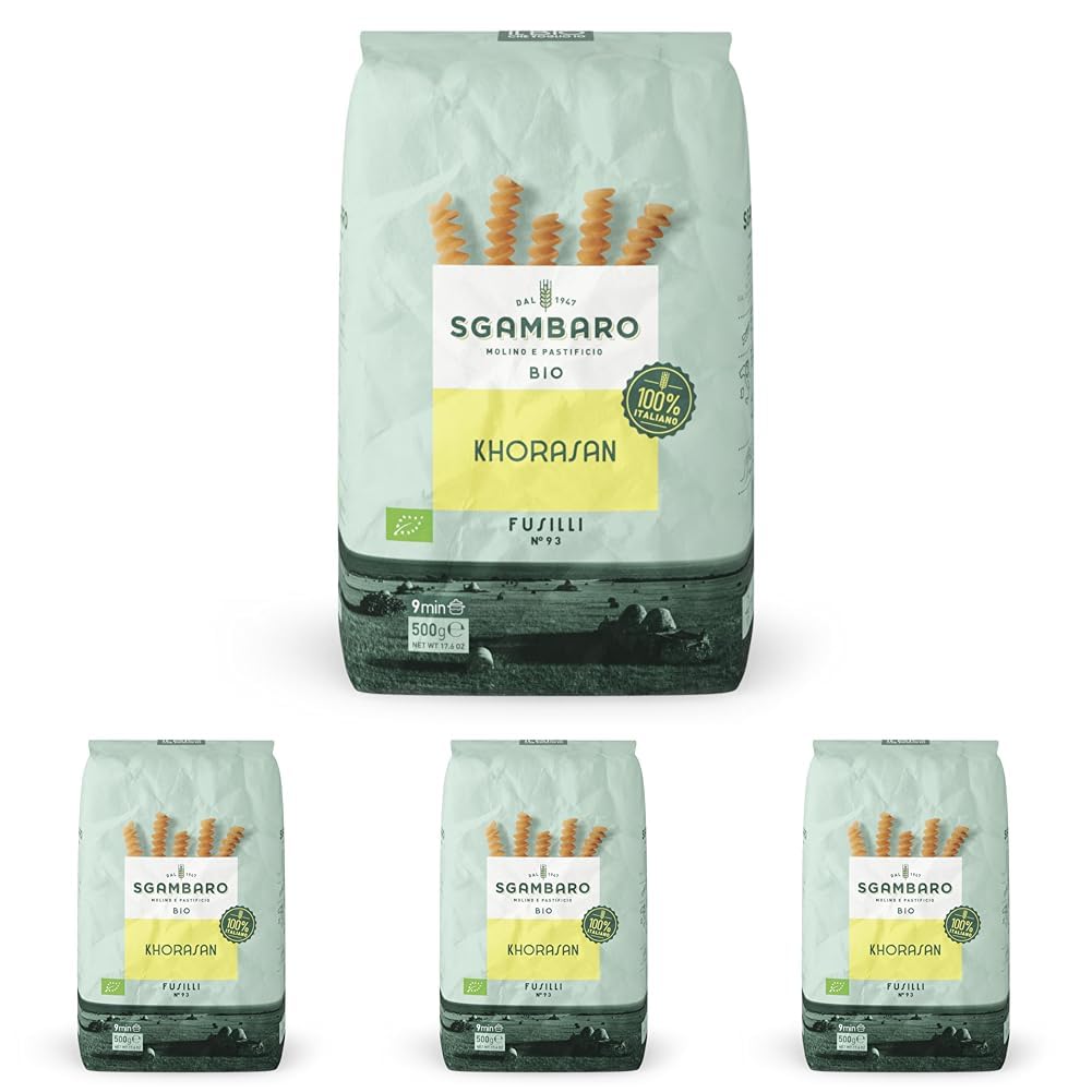 Pasta Fusilli Bio N. 93 - 500g di grano Khorasan - Grano antico, ad alto contenuto proteico, coltivato al 100% in Italia - Versatile in cucina e ricco di nutrienti