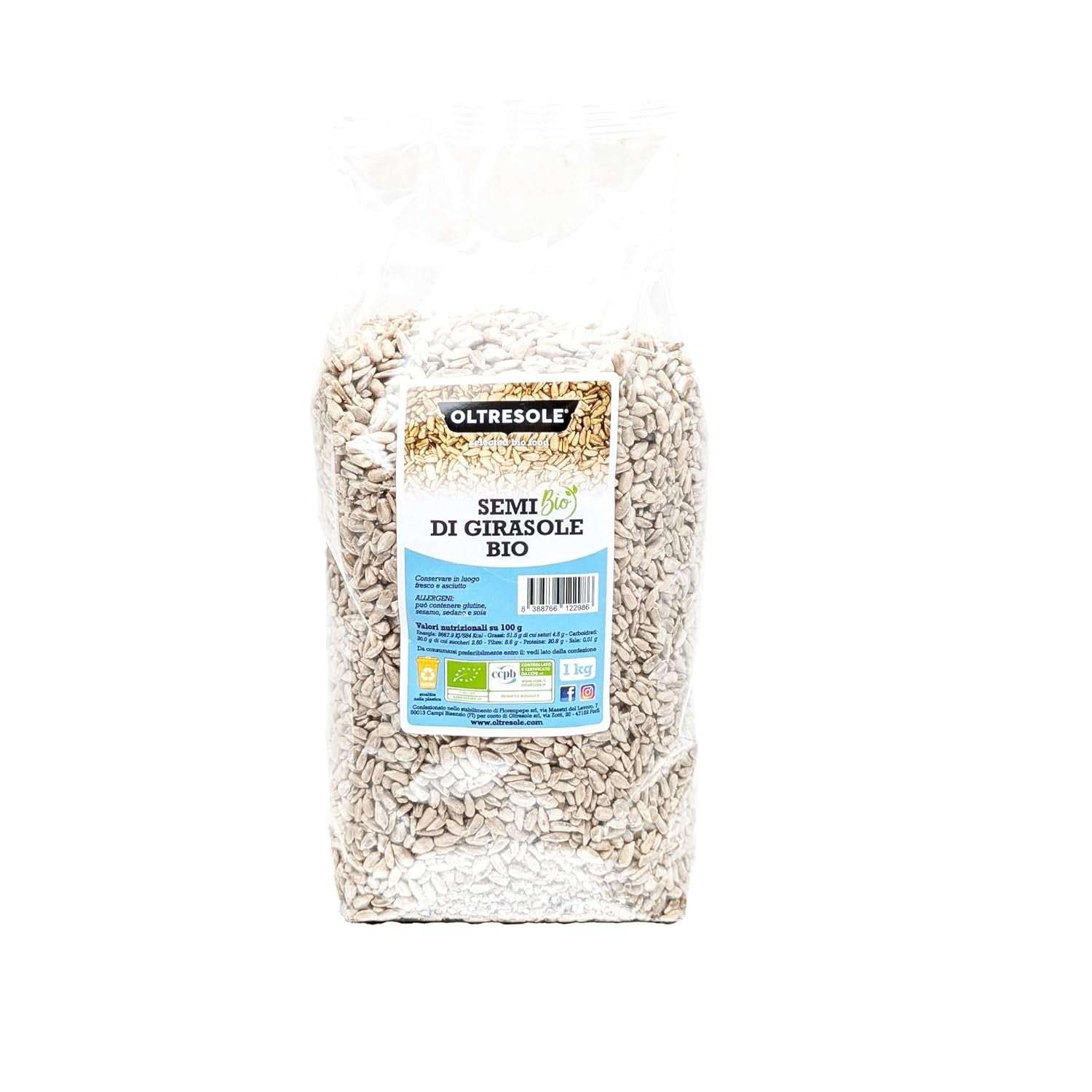 Semi di girasole biologici 3kg, semi di girasole biologici crudi, sgusciati, non tostati e non salati, ricchi di fibre e sostanze nutritive, ideali come spuntino e per ricette