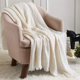 CREVENT Coperta lavorata a maglia color ruggine per divano, poltrona, letto, decorazioni per la casa, morbida, calda, accogliente, leggera, primavera estate autunno (127,8 x 152,4 cm caramello/marrone/arancio bruciato) CREVENT Letti e coperte a nido d'avorio