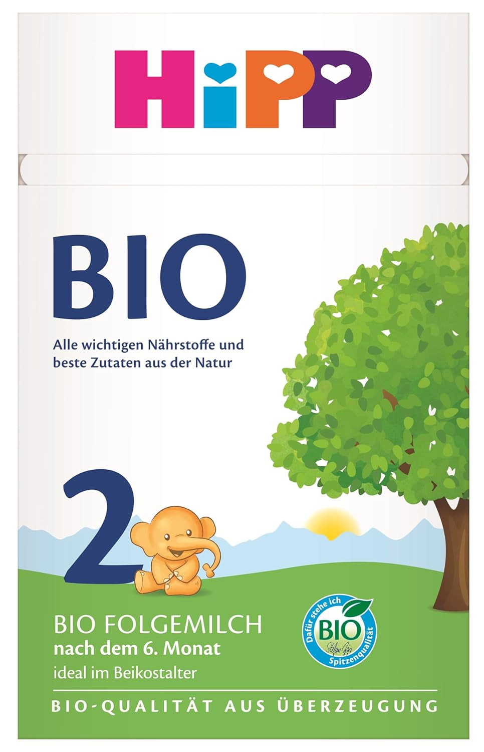 HiPP 2 Latte di proseguimento biologico (4 x 600 g), dopo 6 mesi, con Omega-3 (DHA, ALA), calcio e amido biologico di facile preparazione, della migliore qualità biologica
