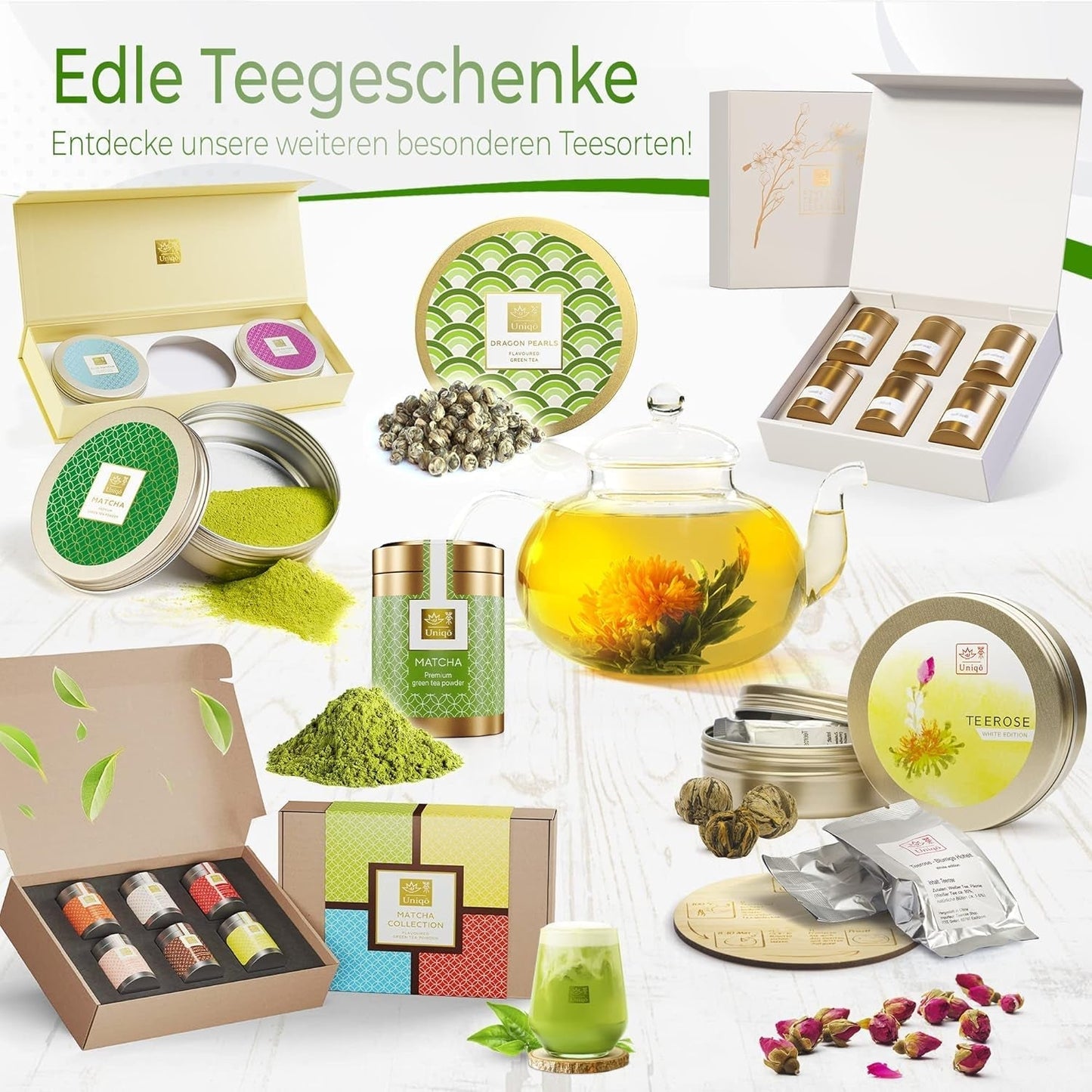 Tè Uniqo Matcha in polvere 200 g in confezione ecologica ricaricabile