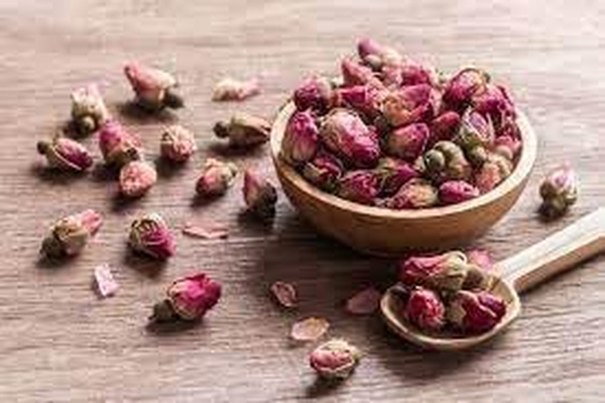 Boccioli di rosa commestibili premium da 100 g - infuso di petali di rosa Atlas essiccati - gusto e aroma dolce e floreale - 100% naturale, puro e senza additivi | Tazarin Ltd