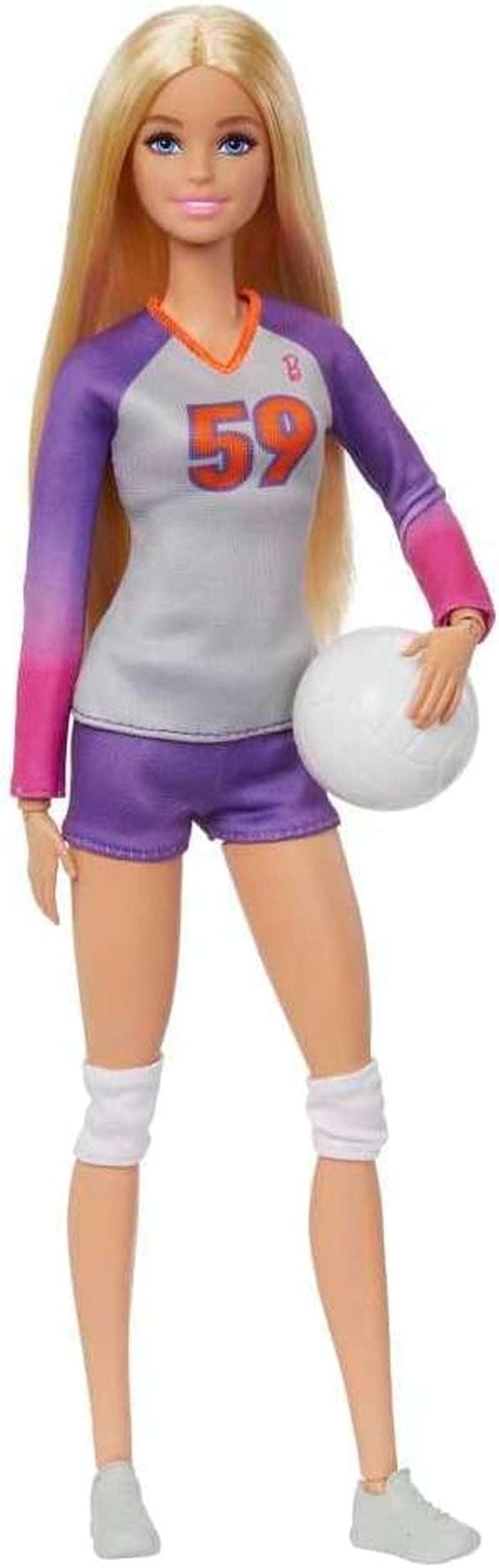 Barbie Made to Move - Bambola giocatrice di pallavolo con maglietta e palla - 22 articolazioni per un gioco realistico, include pallavolo e attrezzatura sportiva, HKT72