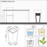 LECHUZA CUBICO Colore 30 grigio ardesia 13138, 29,5x29,5x56,5 cm