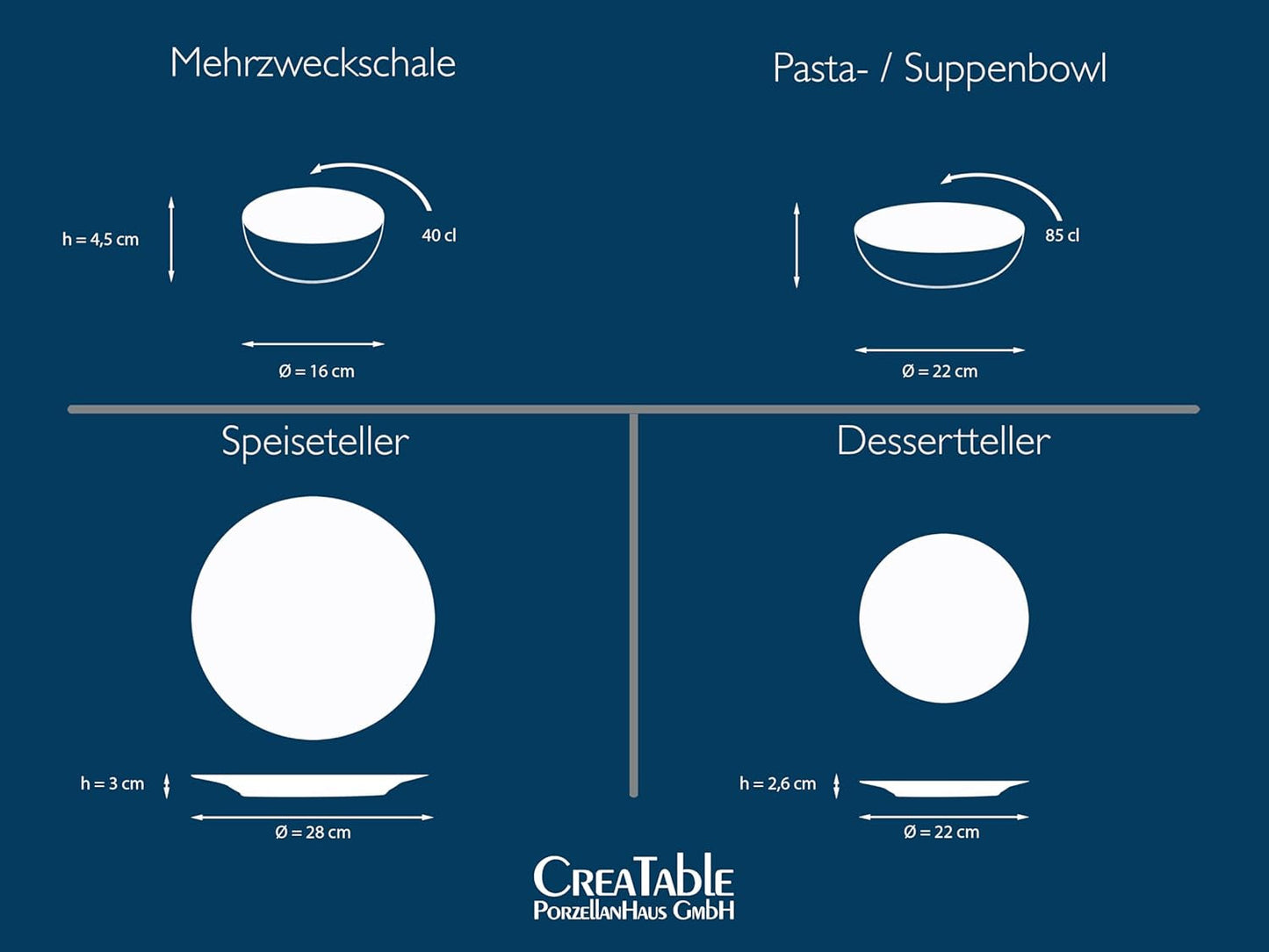 Creatable 22447 Set di stoviglie serie Yuki per 2 piatti in porcellana Lavabile in lavastoviglie e adatto al microonde Prodotto in Europa