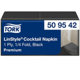 Tork Linstyle 509542 Tovaglioli da cocktail neri, piega 1/4, 1 velo, 23,8 x 23,8 cm, 1 x 100 tovaglioli