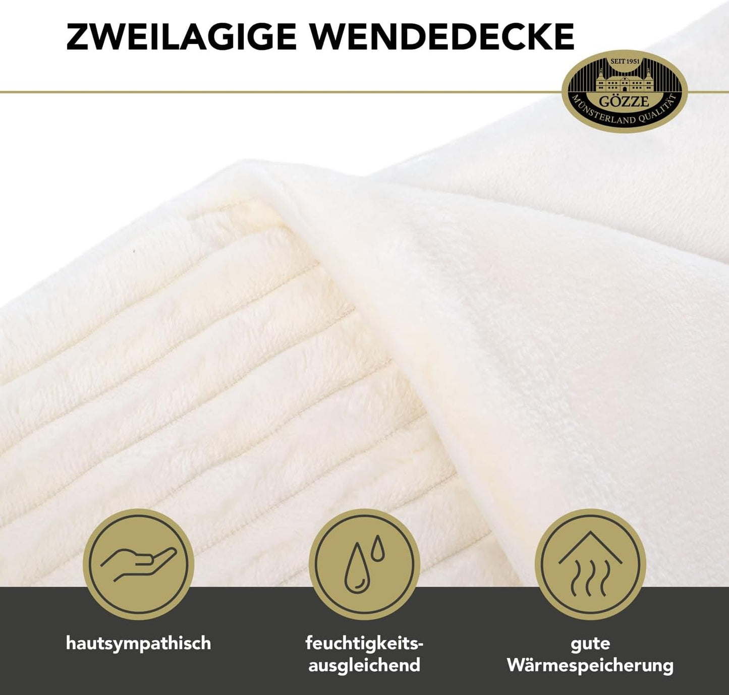 Tappeto da soggiorno Gözze effetto velluto, 150 X 200 cm, lana bianca, 40067-00-150200 Letti e coperte Besuche den Gözze-Store