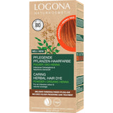 LOGONA Natural Cosmetics Tintura per capelli nutriente alle erbe, tintura per capelli vegana in polvere di henné biologico per colore e lucentezza intensi, tintura per capelli alle erbe in biondo ramato (biondo), 1 x 100 g di tintura per capelli all'henné rosso Naty Shop 100 g (1 confezione)