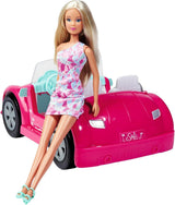 Simba Steffi Love Beach Car Doll in fantastico outfit estivo con passeggino da spiaggia 29 cm, dai 3 anni in su