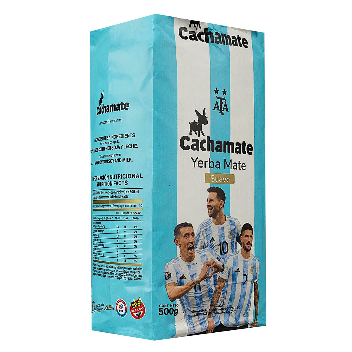 CACHAMATE Mundial Suave 500G | Calcio in edizione speciale | Yerba Mate argentina | 12 mesi di stagionatura naturale | Proprietà antiossidanti e diuretiche