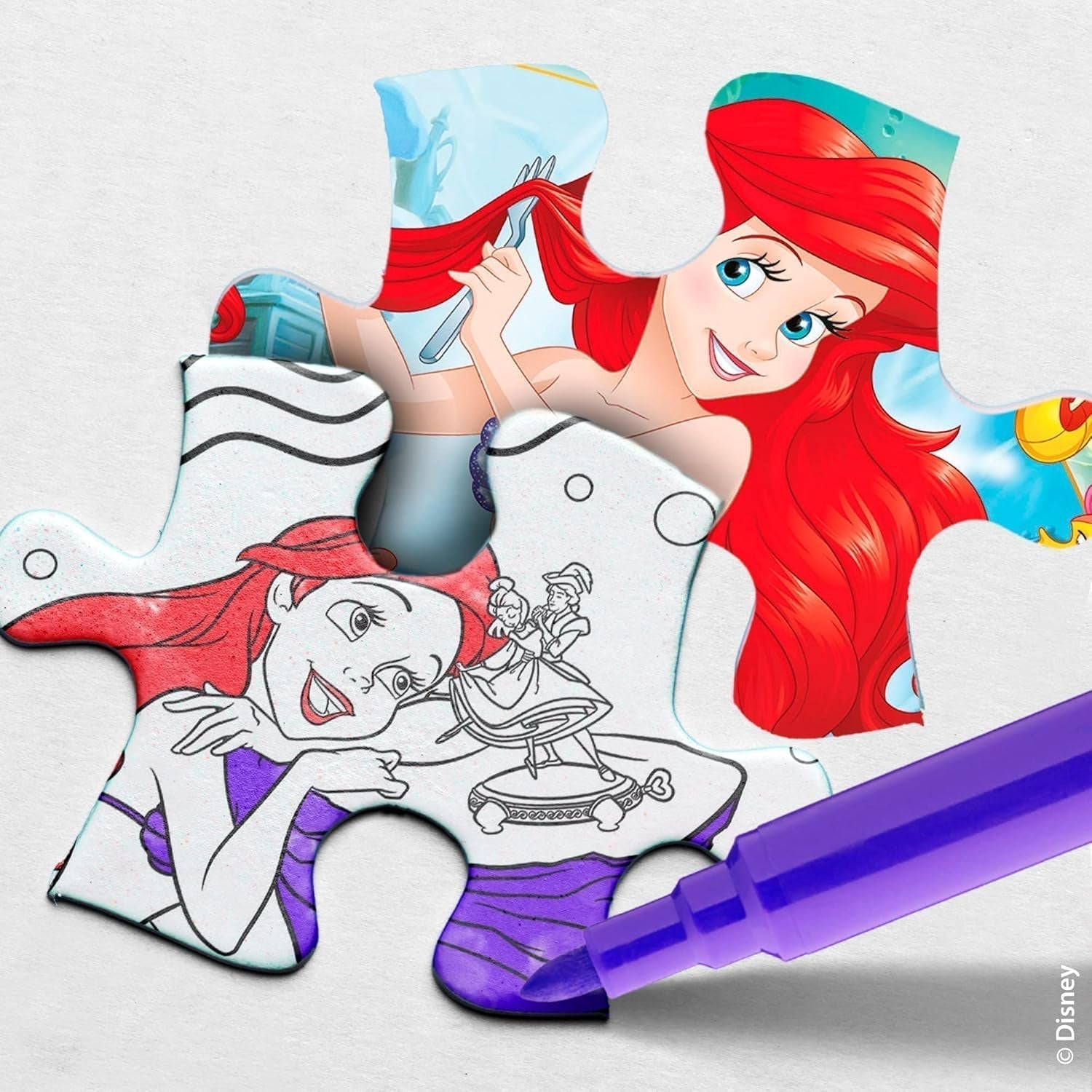 Lisciani - Puzzle DISNEY Ariel - Ricrea e colora le scene delle tue scatole preferite - da 7 anni - PUZZLE GRANDE da 250 pezzi - Incoraggia la destrezza Puzzle Naty Shop