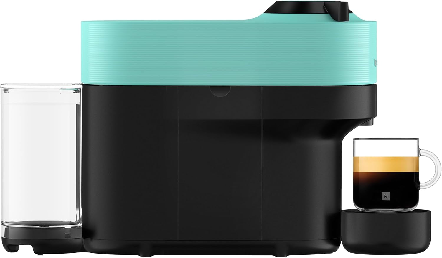 Macchina per caffè espresso con capsule Nespresso Krups Vertuo Pop, capacità: 560 ml, riconoscimento automatico delle capsule, sistema one-touch, 4 dimensioni di tazza, tempo di riscaldamento ridotto, sostenibile, Aqua Mint, XN9204