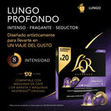 L'OR Espresso Koffiecups Lungo Profondo (200 capsule Lungo Koffie, Gesicht voor Nespresso* Koffiemachines, Intensity 08/12, 100% Arabica Koffie, UTZ Gecertificeerd), 10 x 20 tazze