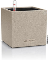 Cubo per erbe aromatiche di alta qualità LECHUZA CANTO Stone 14 con sistema di irrigazione a bastoncino, grigio pietra