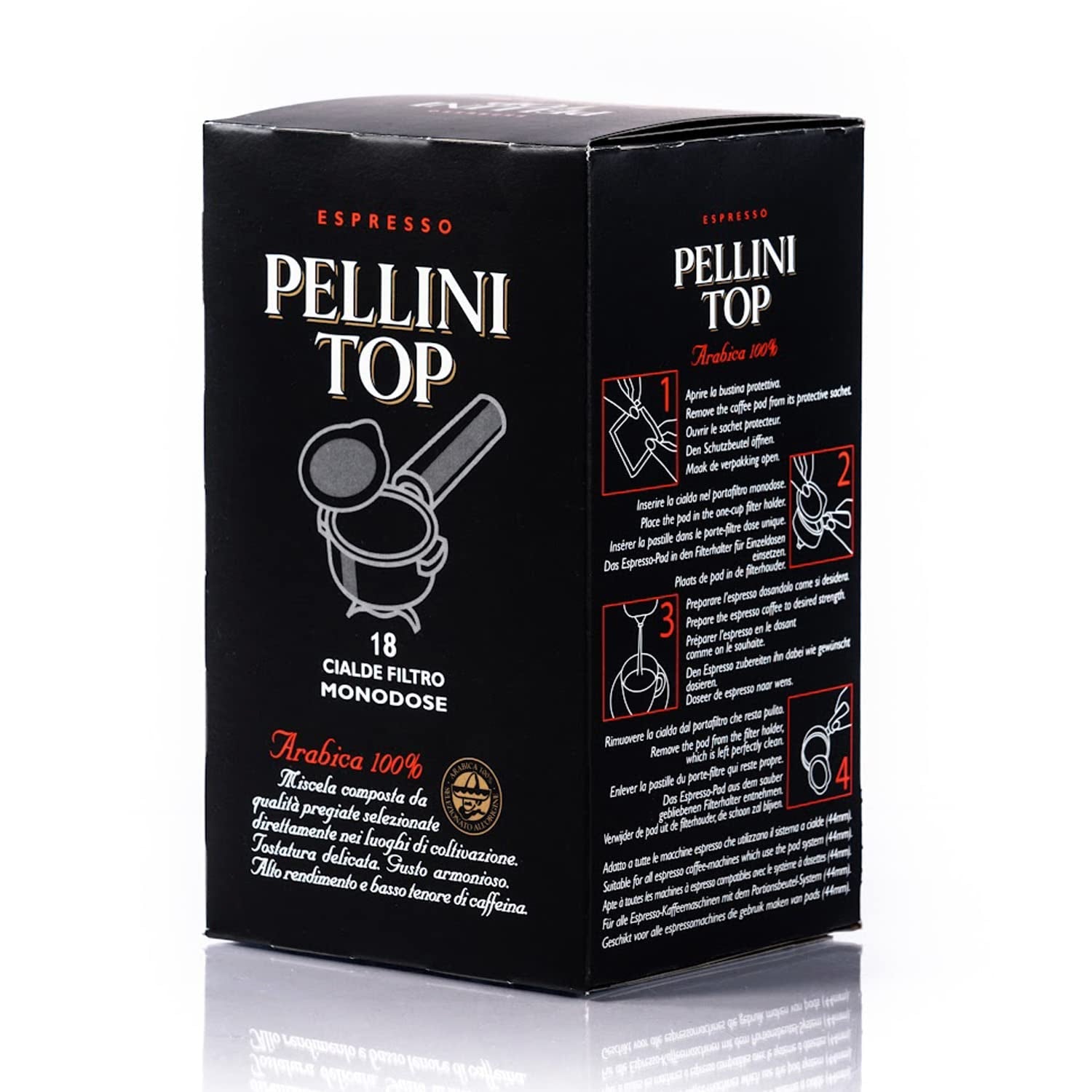 Pellini Caffè, Espresso Pellini Top 100% Arabica - 6 confezioni con 18 cialde (6x126 g, totale 108 cialde)