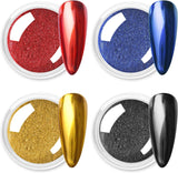 Chrom Nagel Pulver 4 colori irisierendes Aurora Pulver Metallic Spiegel Effekt Pigment Pearlescent Meerjungfrau Glitter Einhorn Glitter per smalto gel Nail Art Dekoration-Purpurgrüner Jadeit