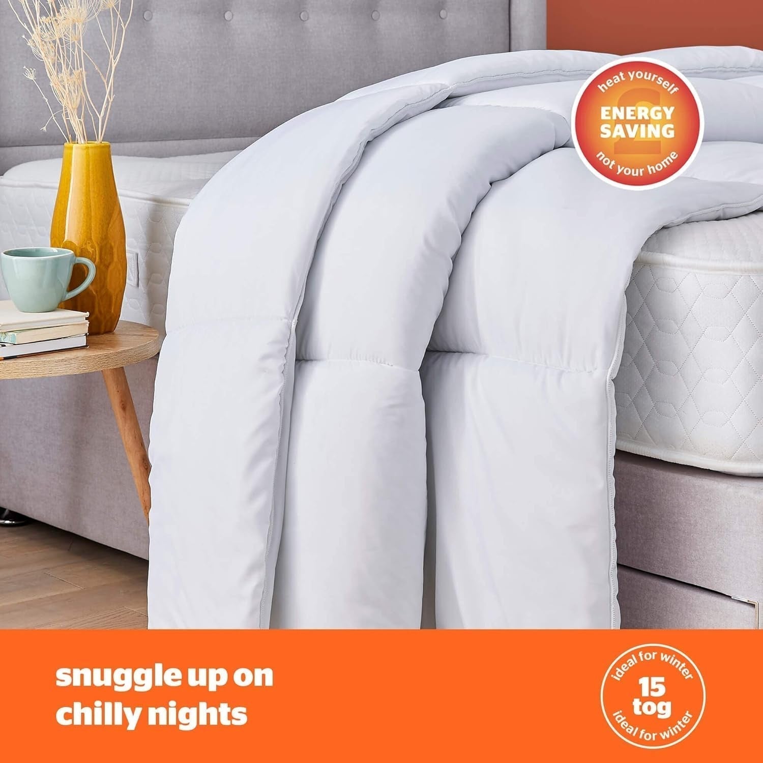 Silentnight so Snug 534222GE Piumino per Letto King Size, 15 Tog, Caldo, Accogliente, Spesso, Ipoallergenico e Lavabile in Lavatrice, Bianco, Trapunte e Trapunte per Letto King Size Naty Shop