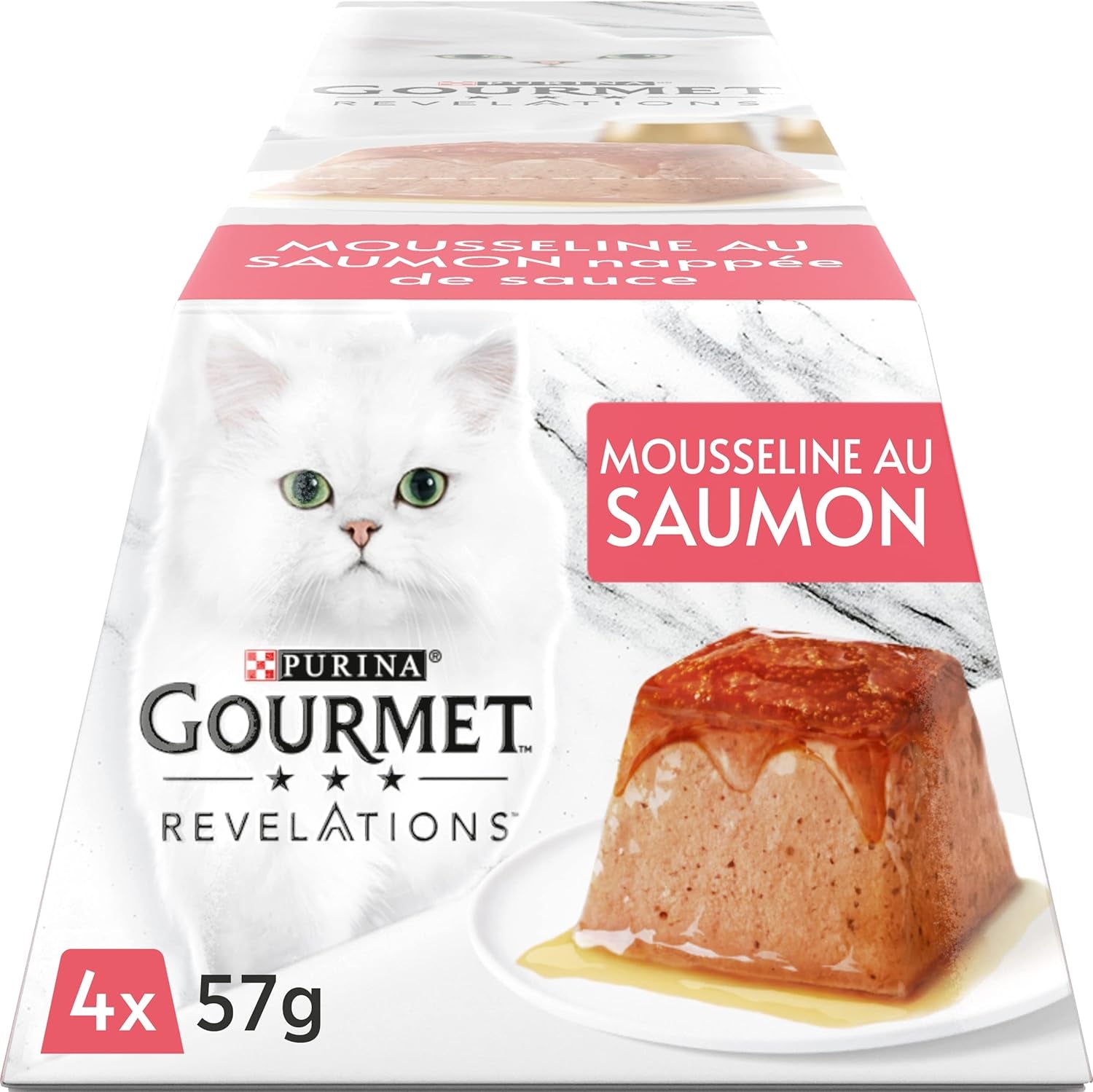 Consigli, mussola di salmone, con salsa, porzioni di pasto per gatti adulti, 4 x 57 g