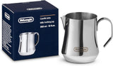 De'Longhi Lattiera DLSC060, caraffa per latte per montare manualmente la schiuma, manico ergonomico, capacità 350 ml, acciaio inossidabile