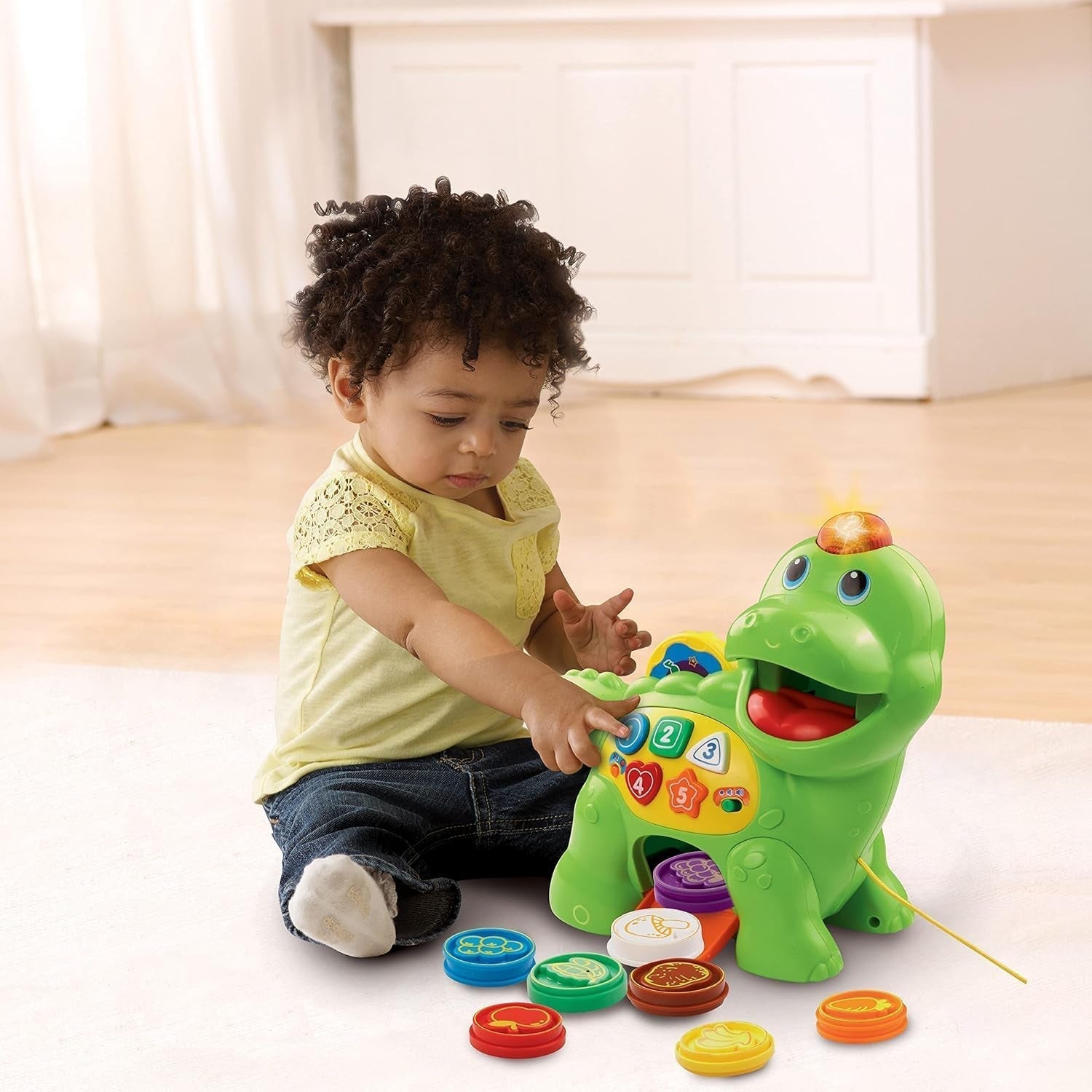 Vtech Baby Feed Me Dino - Dinosauro parlante che dà da mangiare e impara con canzoni, pulsanti e gioco di domande - Per bambini da 12 a 36 mesi Naty Shop
