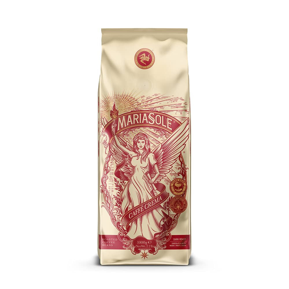 Caffè Crema 1kg – Tradizionale Röstung in Sizilien über Holzfeuer In Handarbeit – Premium Kaffeebohnen für Vollaautomat und Siebträger