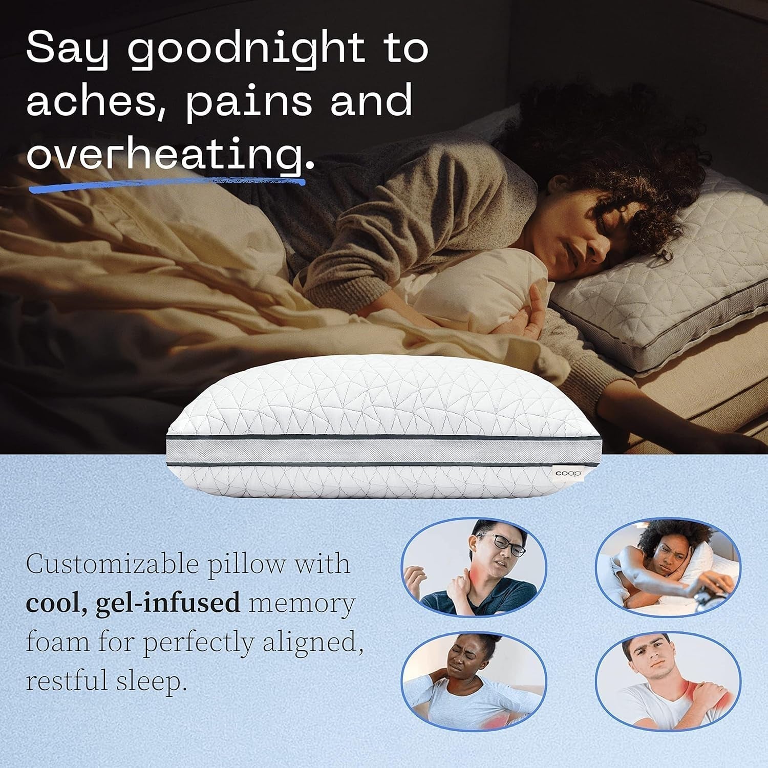 Coop Home Goods Eden Cool Cuscino regolabile King Size Memory Foam regolabile con infusione di gel Tessuto Lulltra morbido e traspirante Ideale per tutti i dormienti Cuscini standard Ecologici Naty Shop