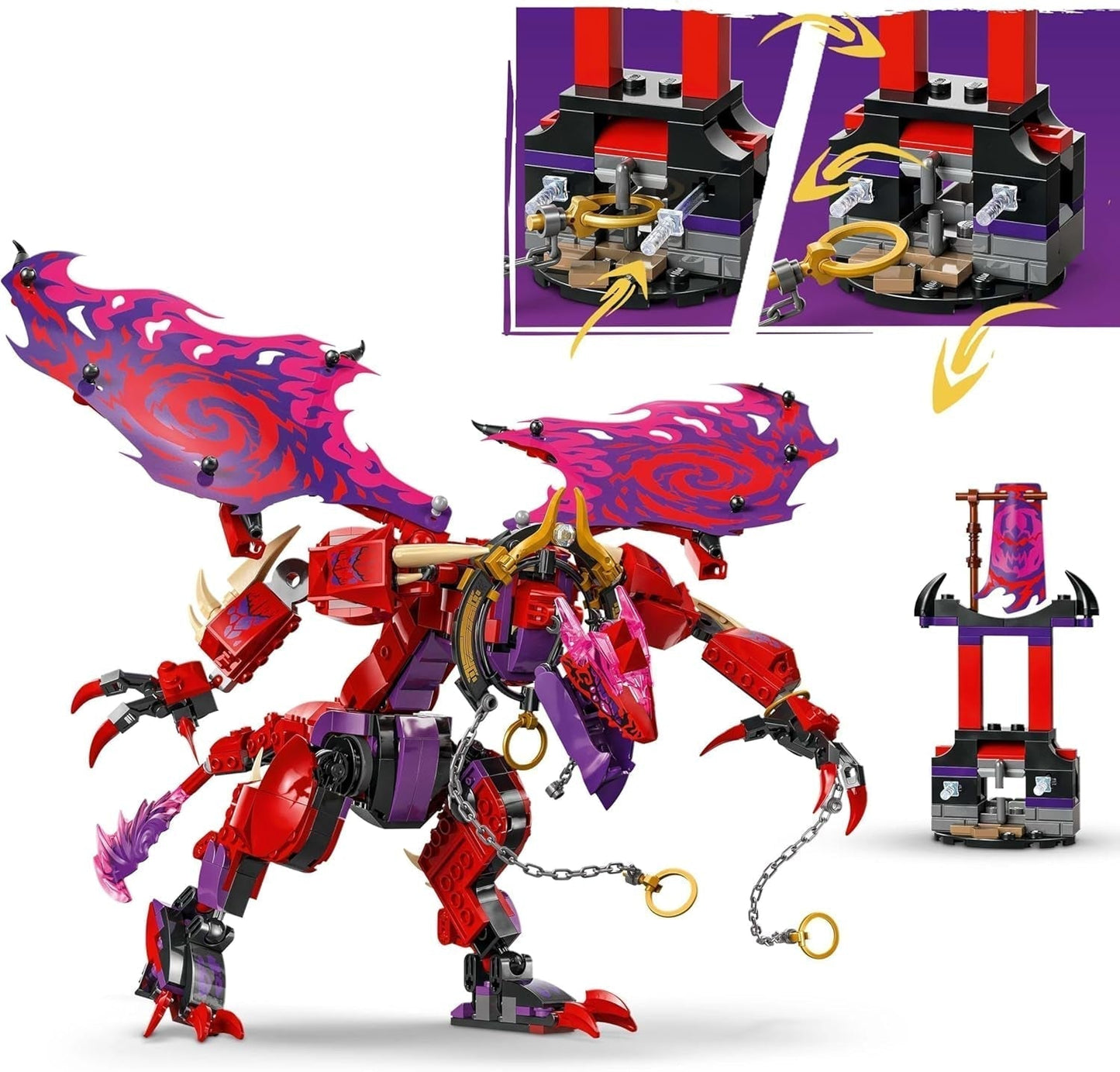 LEGO NINJAGO Drago del Caos Dente di Tuono - Giocattolo con 6 minifigure Ninja - Set di costruzioni di gioco di ruolo per ragazzi e ragazze dagli 8 anni in su - Regali per i fan della serie TV L'Ascesa dei Draghi 71832 Set di costruzioni Beuche den LEGO-Store