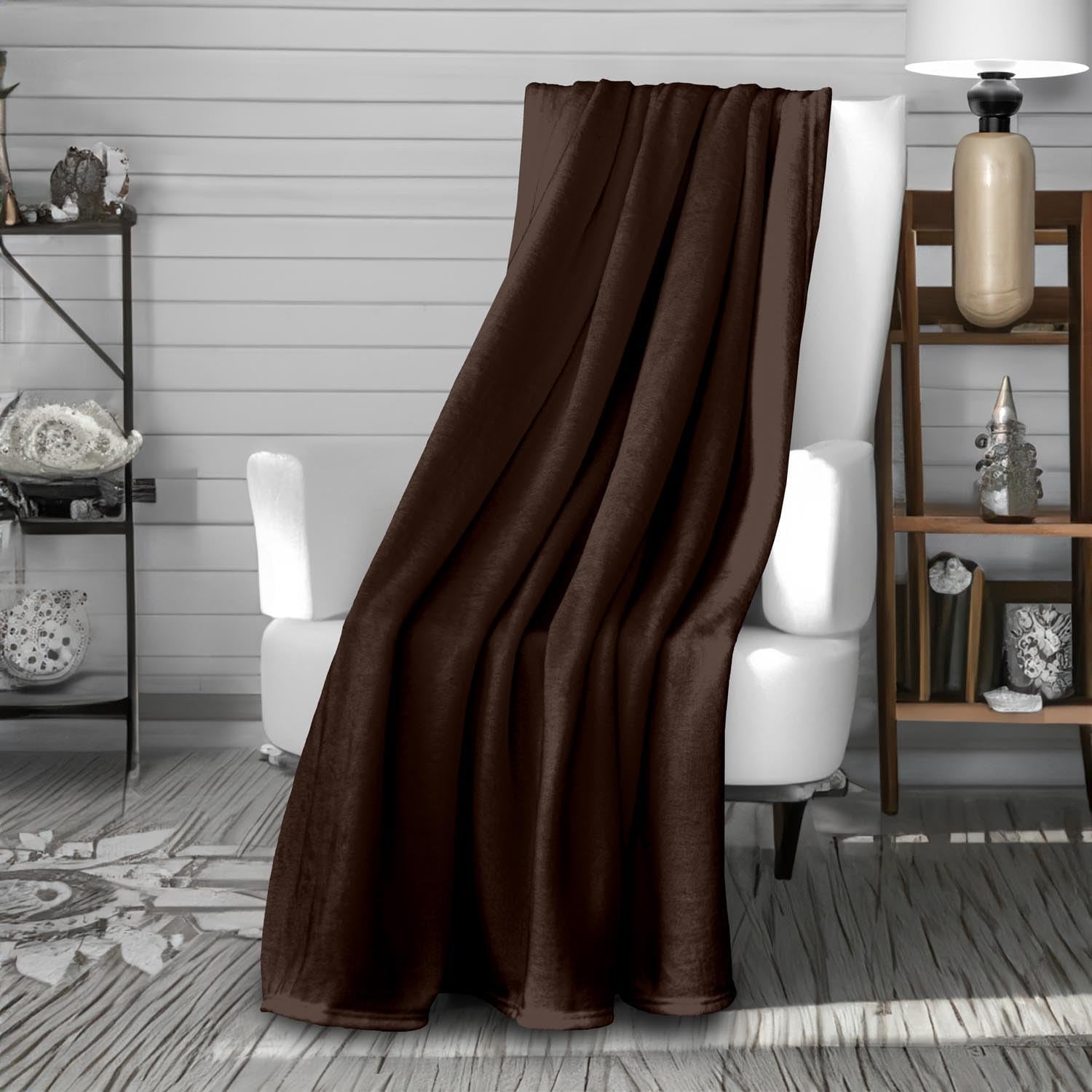 Soleil D'Ocre, coperta in flanella, 220 X 240 Cm, Calin, marrone Piumini e trapunte Naty Shop