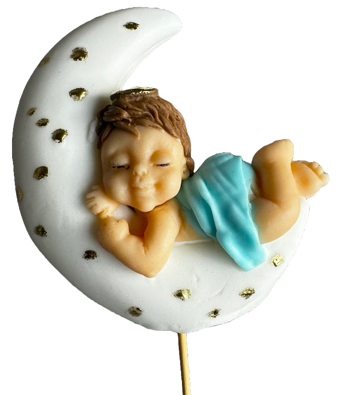 Decorazione in pasta di zucchero commestibile, Battesimo, bimbo che dorme sulla luna Decorazioni in pasta di zucchero Naty Shop