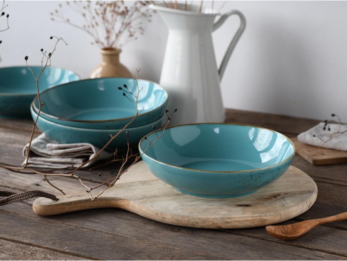 Creatable, 21683, Serie Nature Collection Water, set da 4 pezzi per 4 persone, Poke Bowl aus Steinzeug, spülmaschinen- und mikrowellengeeignet, Qualitätsproduktion