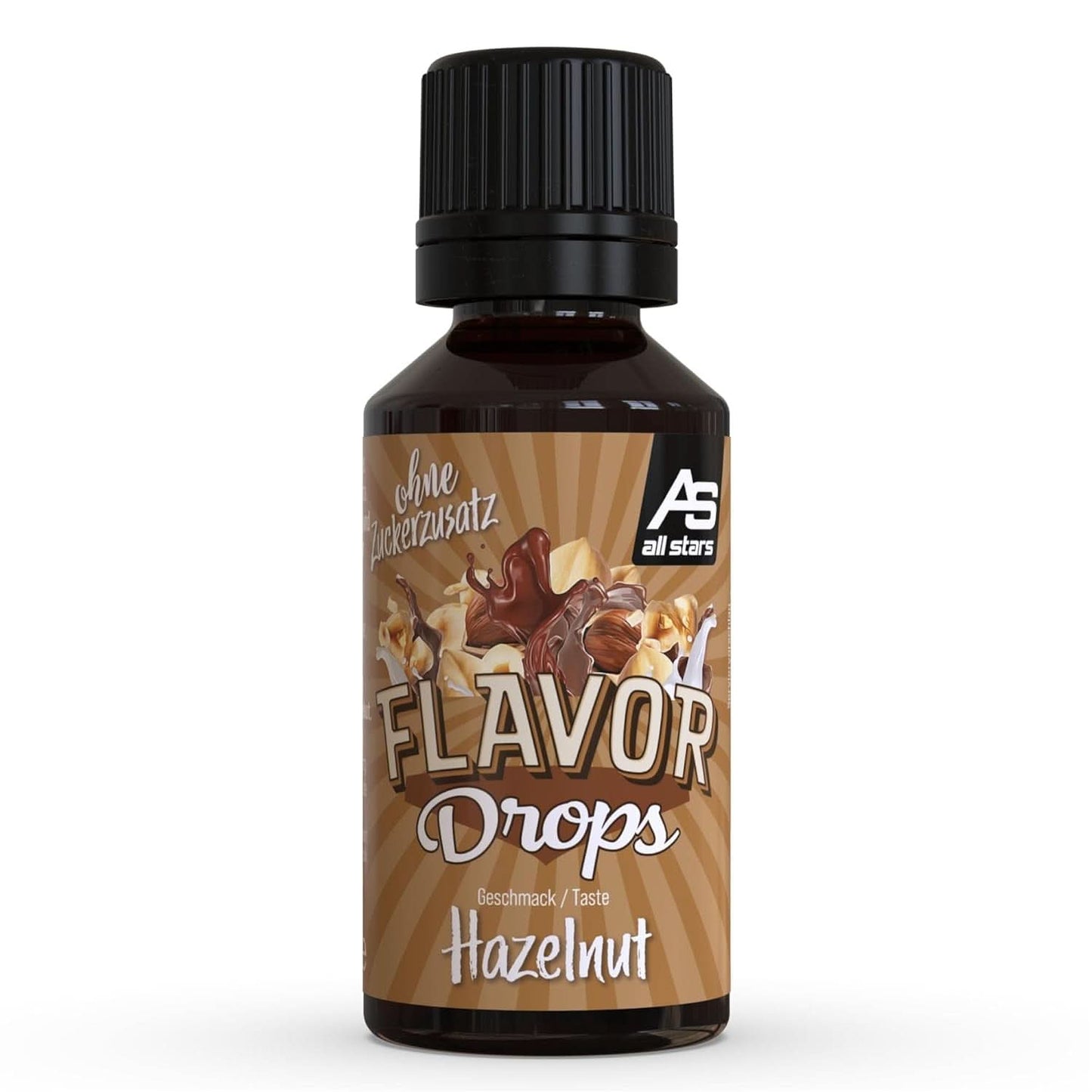 ALL STARS Gocce Aromatizzate, Gocce Aromatizzate senza zuccheri aggiunti e senza calorie - Dolcezza e sapore per alimenti, 30 ml Dolcificanti Naty Shop Nocciola 30 ml