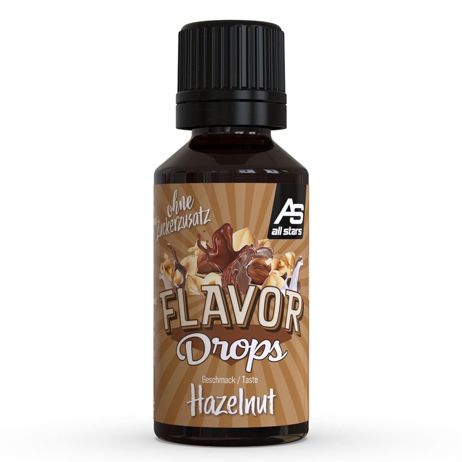 ALL STARS Gocce Aromatizzate, Gocce Aromatizzate senza zuccheri aggiunti e senza calorie - Dolcezza e sapore per alimenti, 30 ml Dolcificanti Naty Shop Nocciola 30 ml