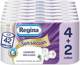 Regina Feeling - 42 rotoli di carta igienica, 175 fogli a tre strati, estratto di cotone naturale e profumazione delicata, packaging 60% plastica riciclata, carta certificata 100% Fsc